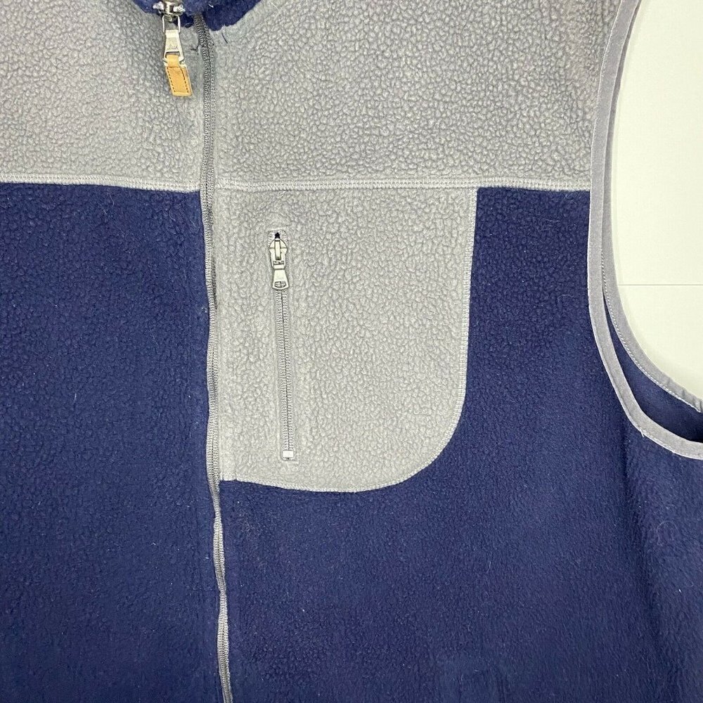 GH Bass & Co Men’s Sz XXL Full Zip Navy Gray Fleece Vest Multi Pockets - Picture 3 of 5